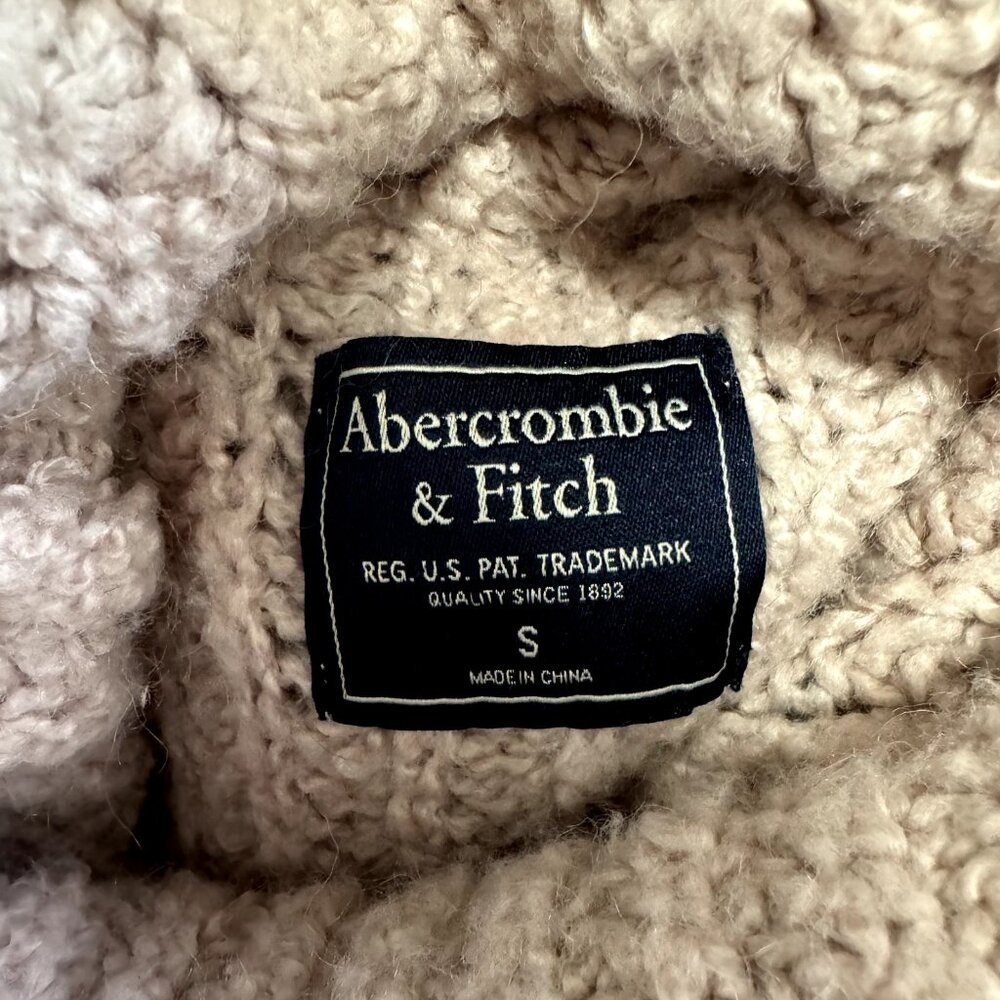 Abercrombie & Fitch Turtleneck Sweater Size Small S Chunky Knit Pink Gray Wool - Picture 7 of 10